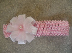 White and Pink Bow on Headband 
